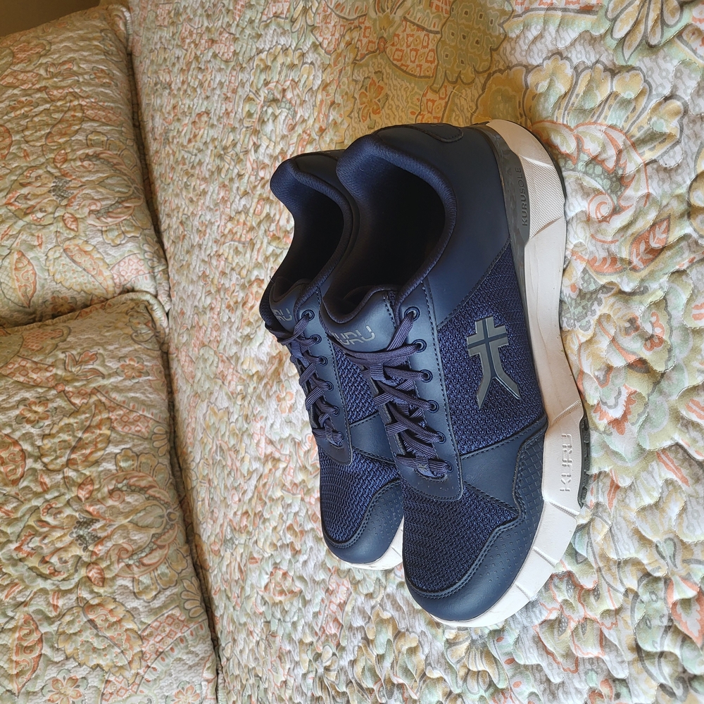 Blue Sneakers with Chunky White Midsole and Mesh Upper